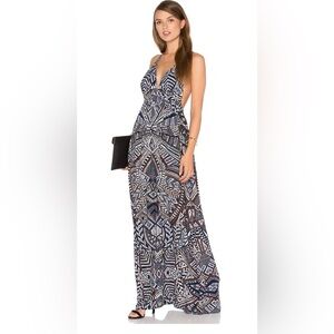 Bcbgmaxazria Geometric Aztec Print Halter Maxi Dress